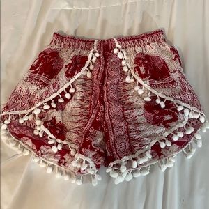 Boho print tassel shorts